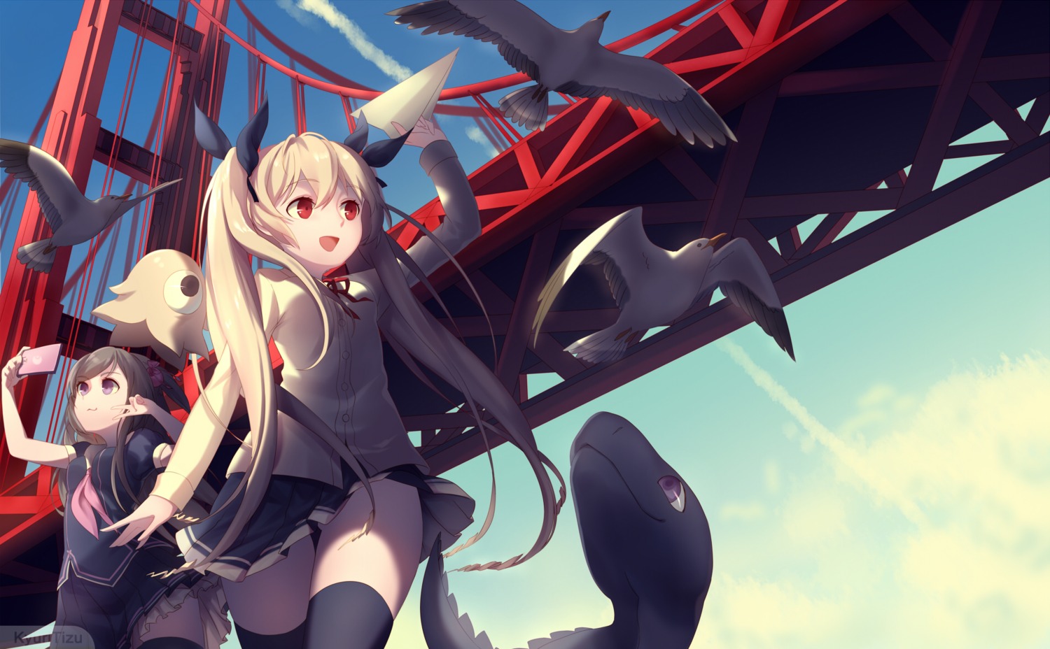 kyuri_tizu, seifuku, thighhighs