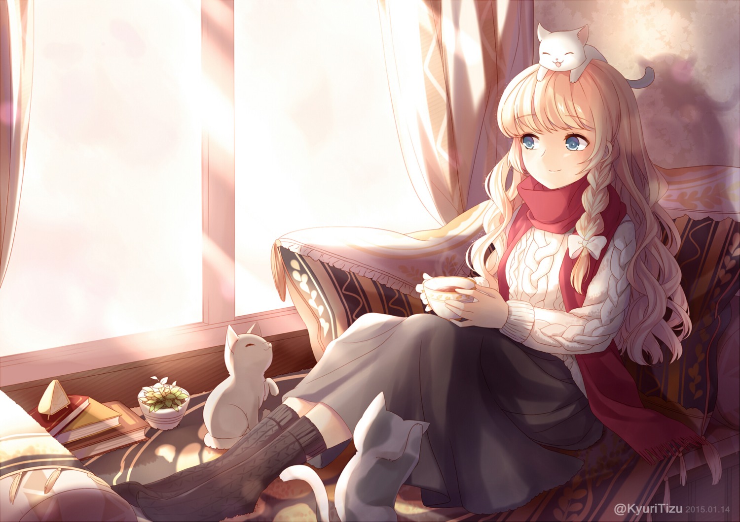 kirisame_marisa, kyuri_tizu, neko, sweater, touhou