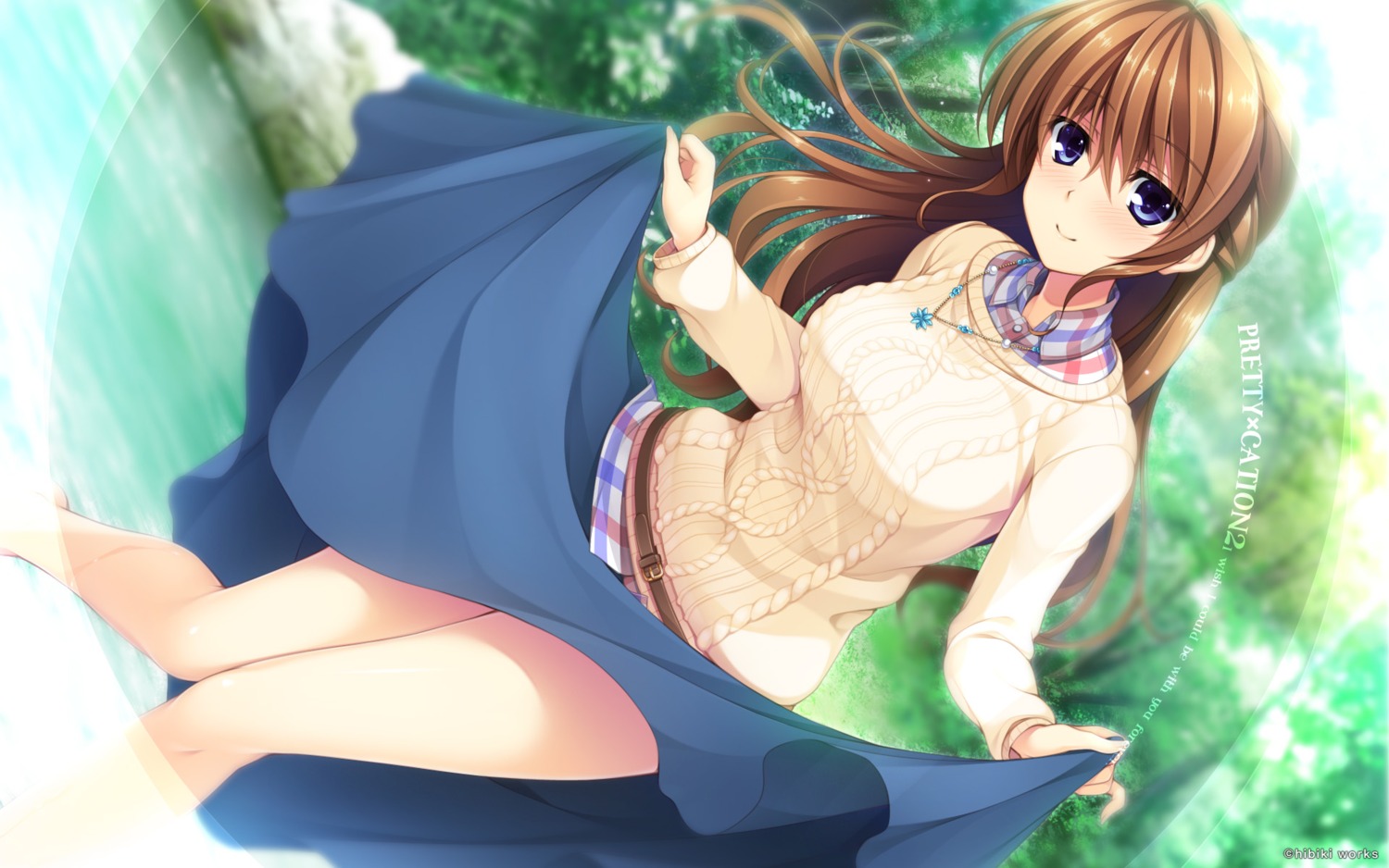 asami_asami, hayase_chitose, hibiki_works, pretty_x_cation_2, skirt_lift, wallpaper, wet