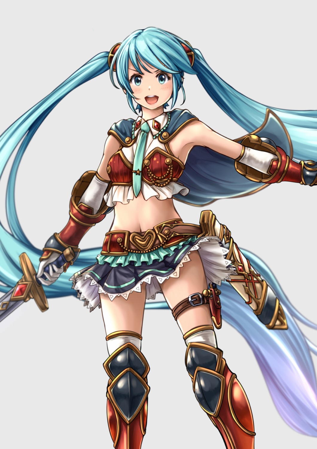 armor, hatsune_miku, miu_(angelo_whitechoc), sword, thighhighs, vocaloid, weapon