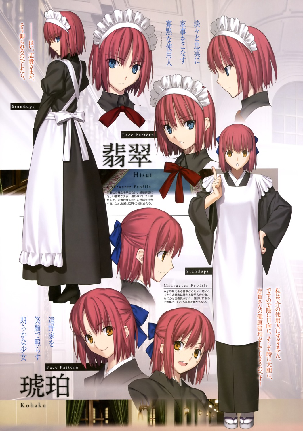 character_design, expression, heels, hisui, kohaku, maid, takeuchi_takashi, tsukihime
