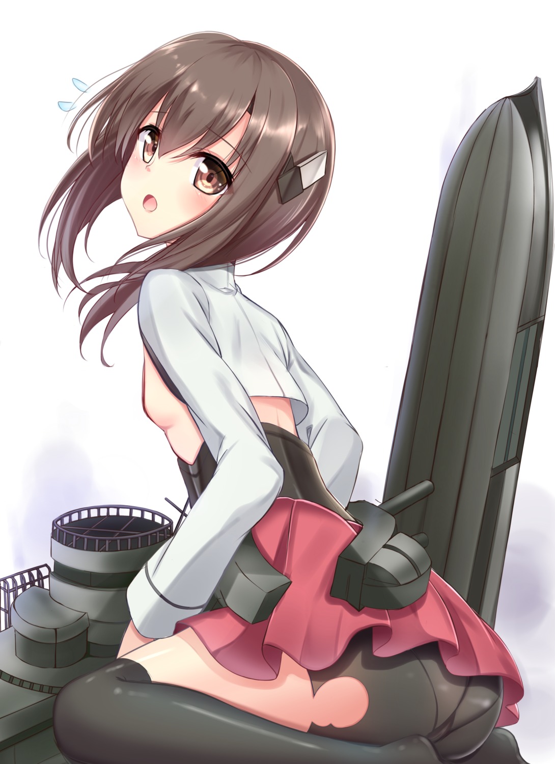 ass, kantai_collection, karumayu, no_bra, open_shirt, pantsu, taihou_(kancolle), thighhighs