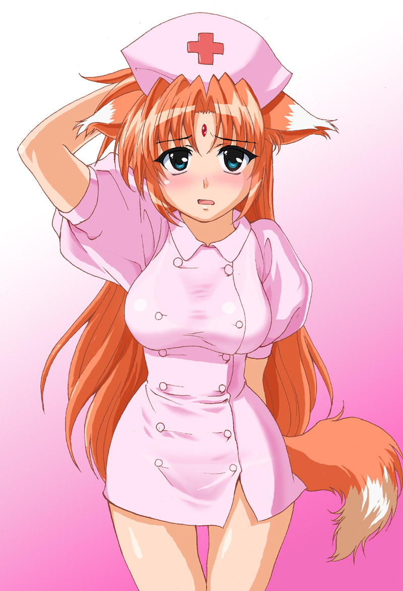 animal_ears, arf, g-tetsu, mahou_shoujo_lyrical_nanoha, nurse, tail