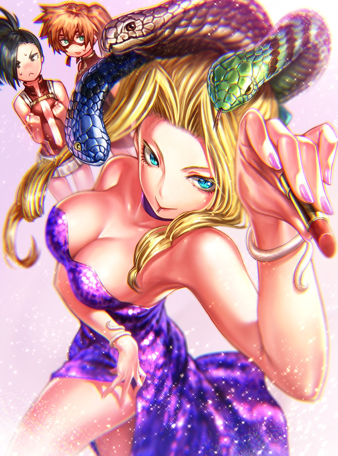 boku_no_hero_academia, cleavage, dress, kendou_itsuka, lain, no_bra, oumagadoki_doubutsuen, uwabami, yaoyorozu_momo
