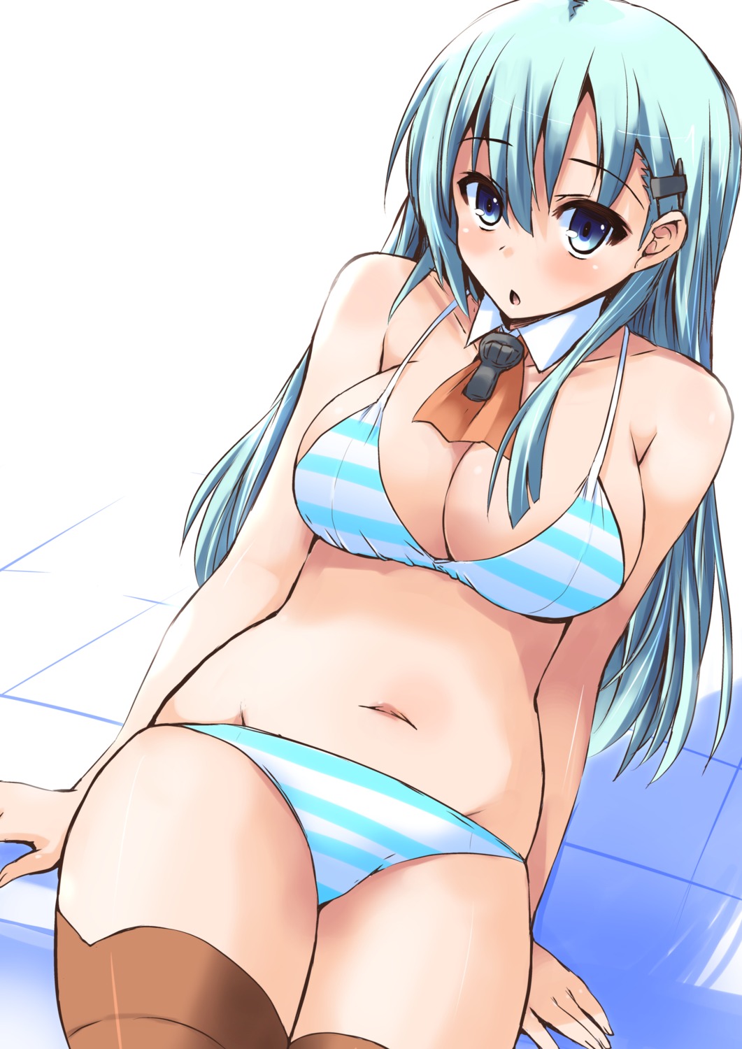 bikini, cleavage, kantai_collection, shinshin, suzuya_(kancolle), swimsuits, thighhighs