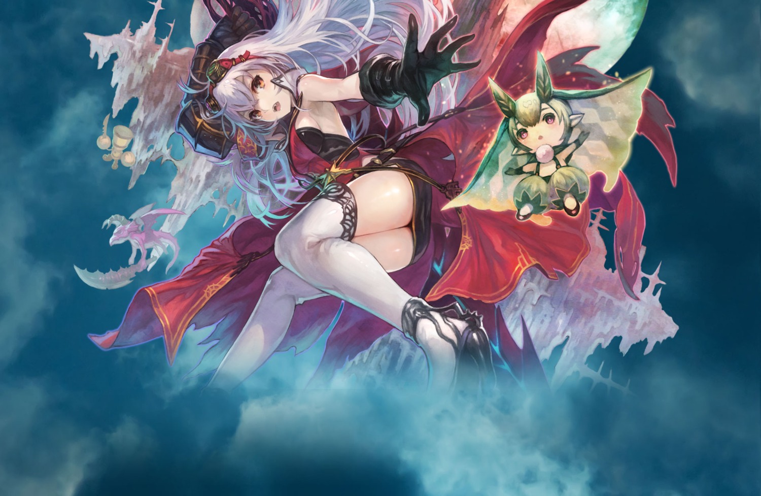 armor, blader_soul, gust_(company), heels, monster, raune_(yoru_no_nai_kuni), sword, thighhighs, toy_troop, wallpaper, yoru_no_nai_kuni, yoshiku