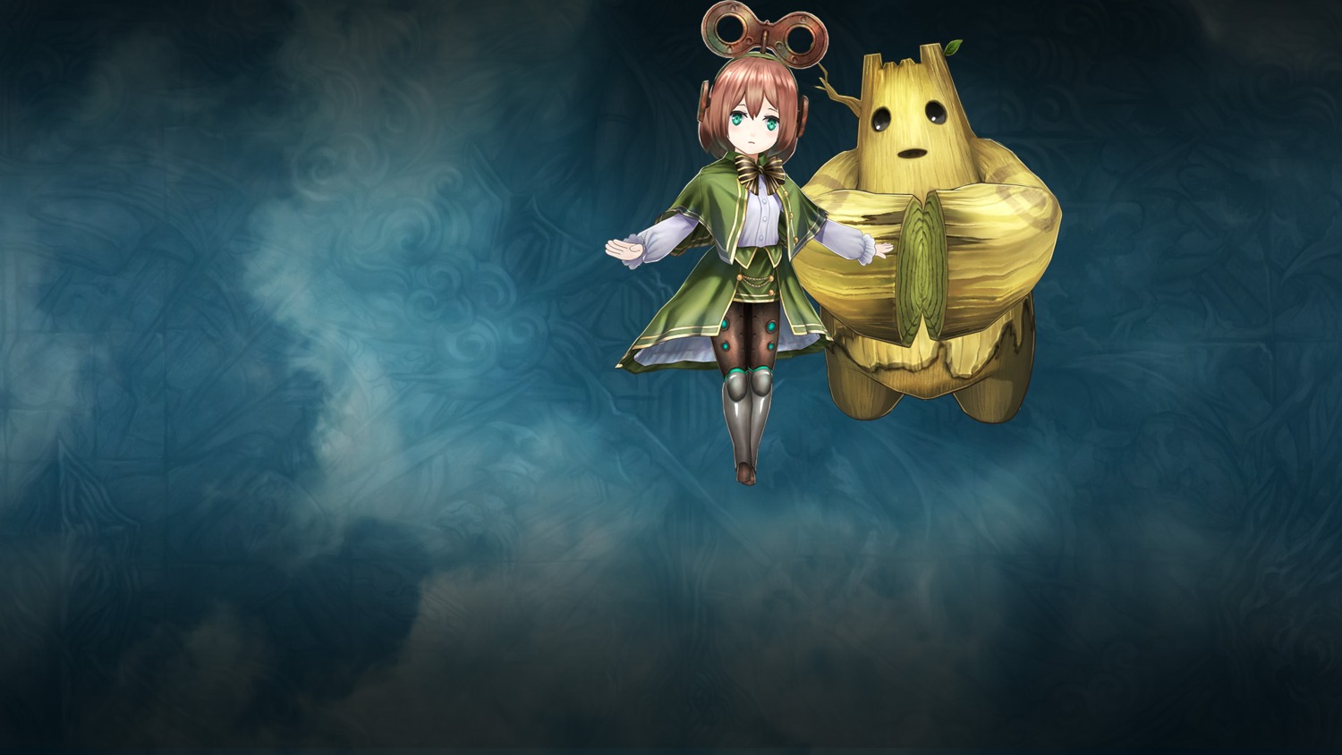 armor, bisque_(yoru_no_nai_kuni), gust_(company), monster, pantyhose, wallpaper, wood_golem, yoru_no_nai_kuni