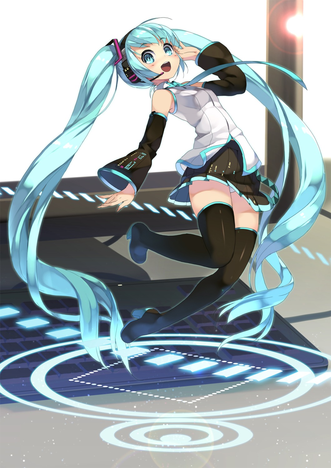 btoor, hatsune_miku, headphones, heels, pantsu, thighhighs, vocaloid