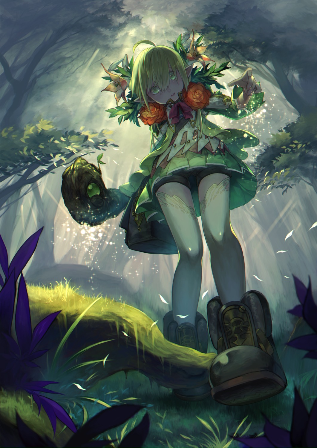 bike_shorts, million_arthur_irakon_ma, pointy_ears, shiakoto, thighhighs
