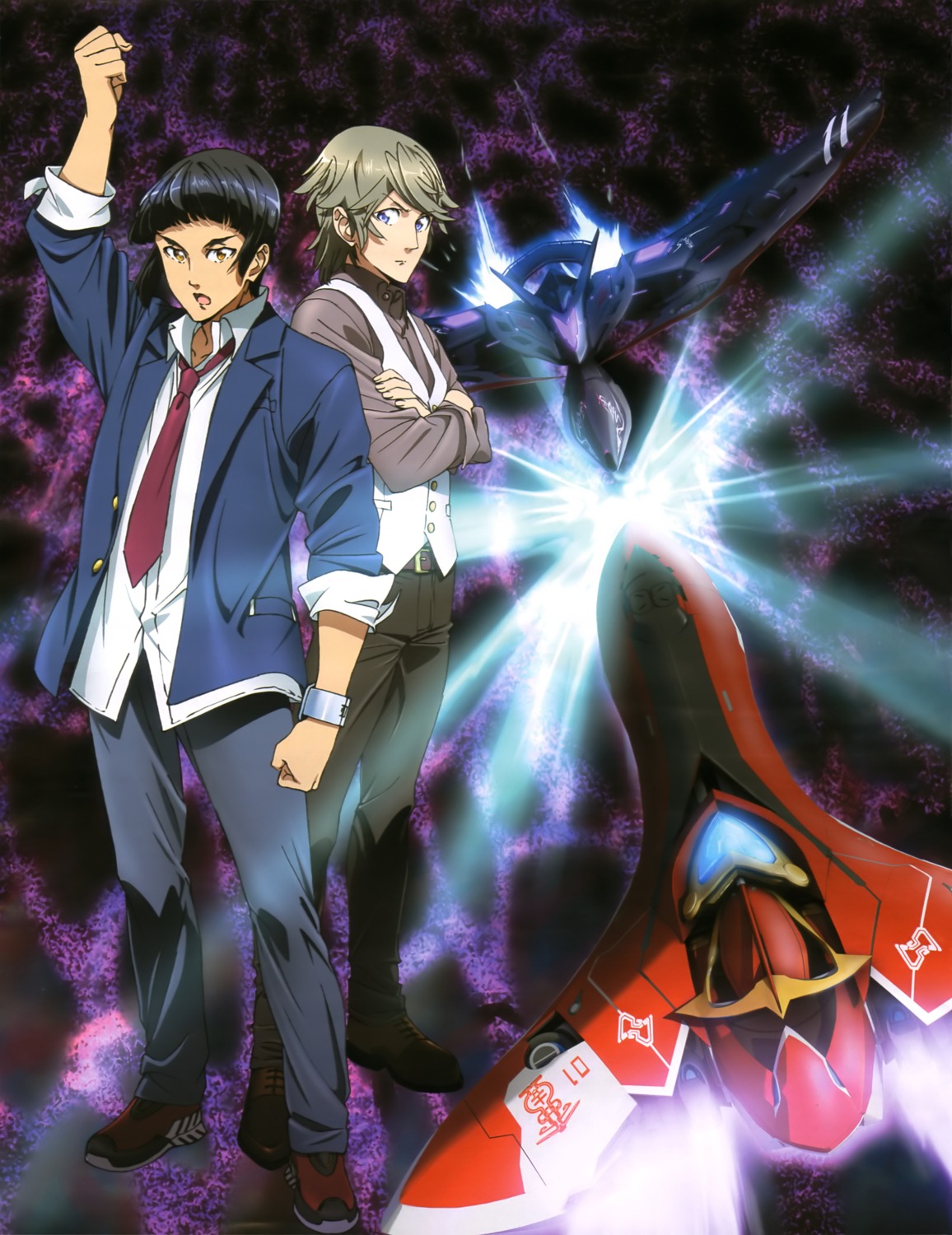 aquarion_logos, kaibuki_akira, kujou_hayato, male, mecha, seifuku, vector_ichigou_ki, vector_reigou_ki