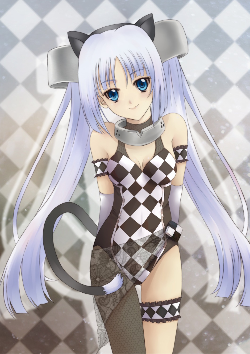 animal_ears, cleavage, garter, leotard, miss_monochrome, miss_monochrome_(character), nekomimi, pantyhose