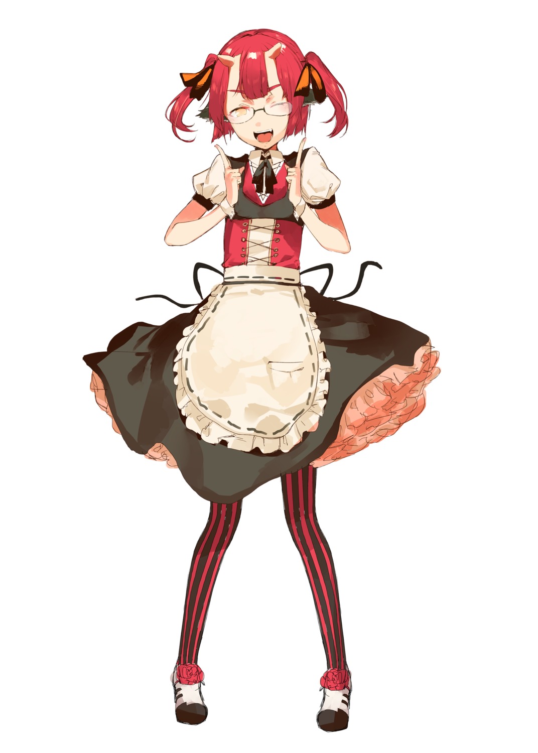 horns, maid, megane, pantyhose, yuukyuu_ponzu