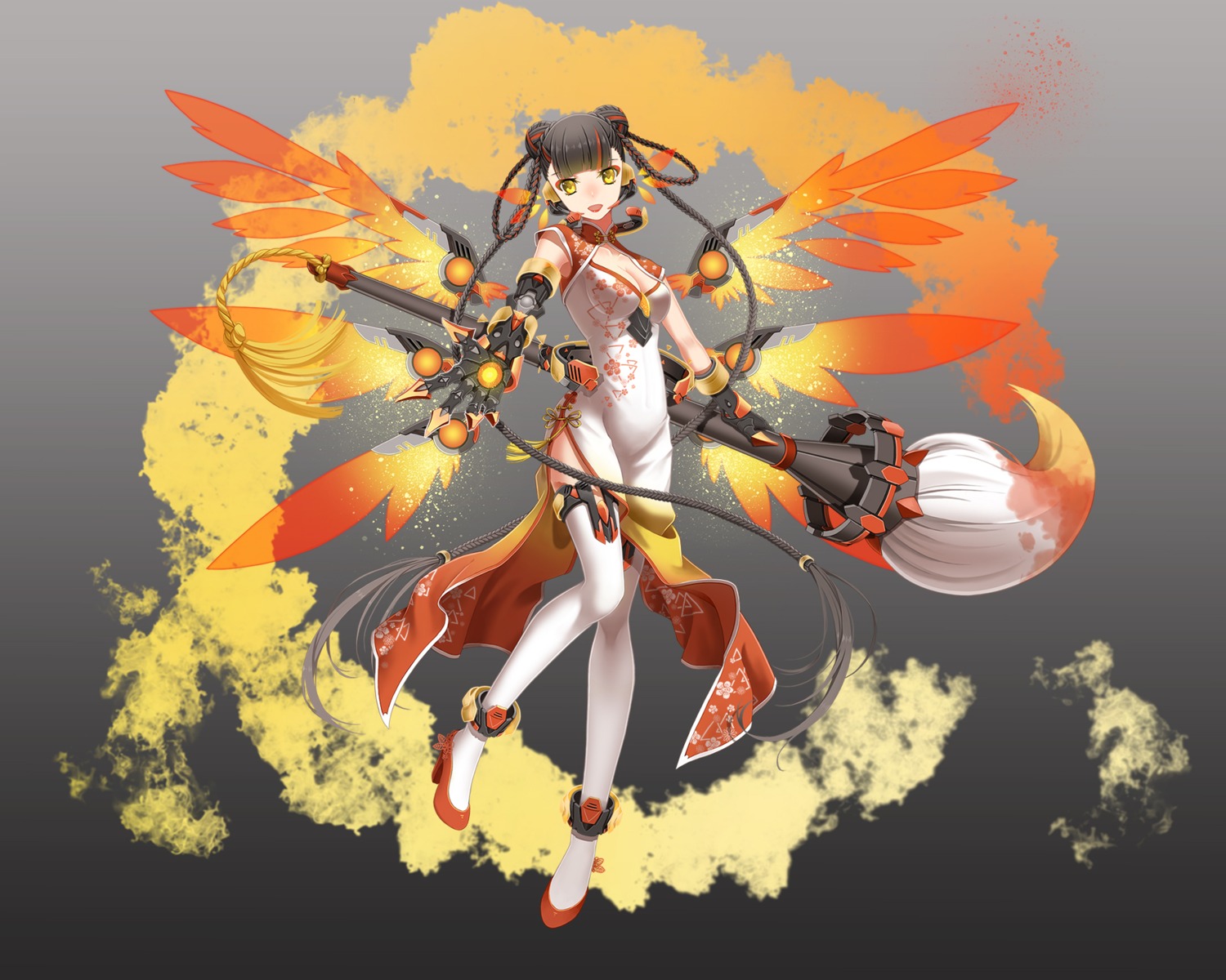 chinadress, cleavage, cross_akiha, heels, thighhighs, wings
