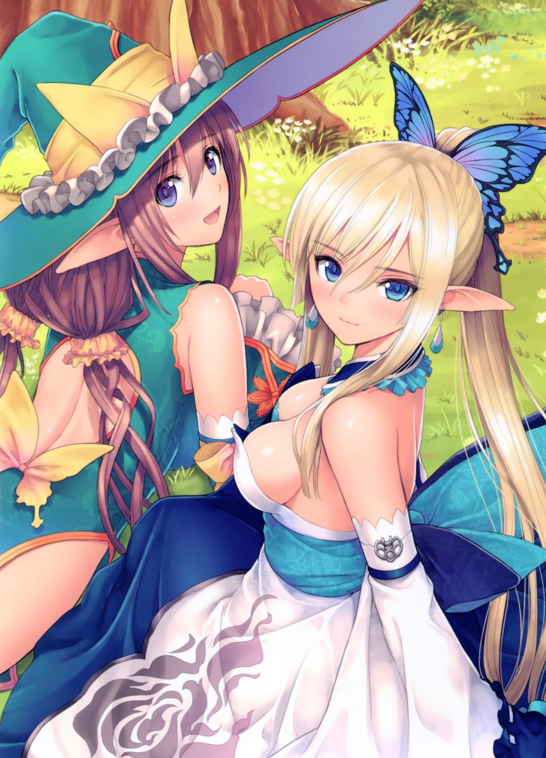 chinadress, cleavage, dress, kirika_towa_alma, no_bra, nopan, pointy_ears, rinna_mayfield