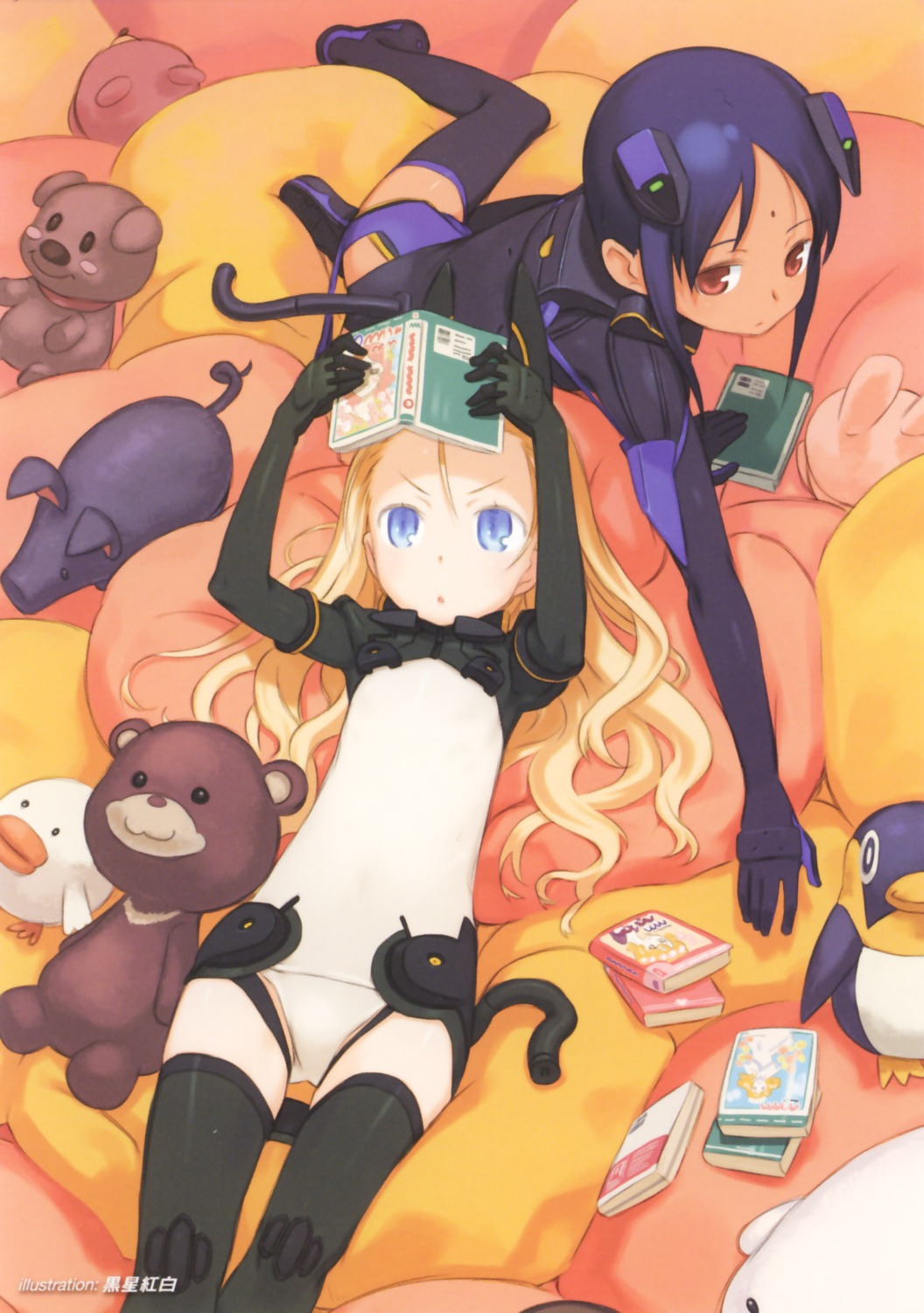 aisha_krishnam, animal_ears, elise_von_dietrich, kuroboshi_kouhaku, leotard, sky_girls, tail, thighhighs