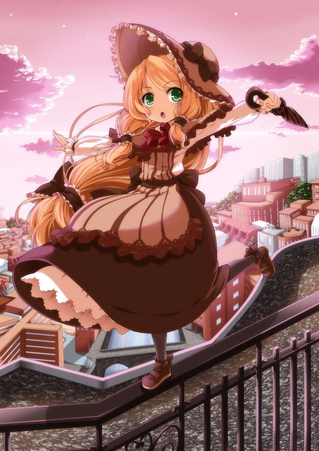 dress, eiyuu, pantyhose, umbrella