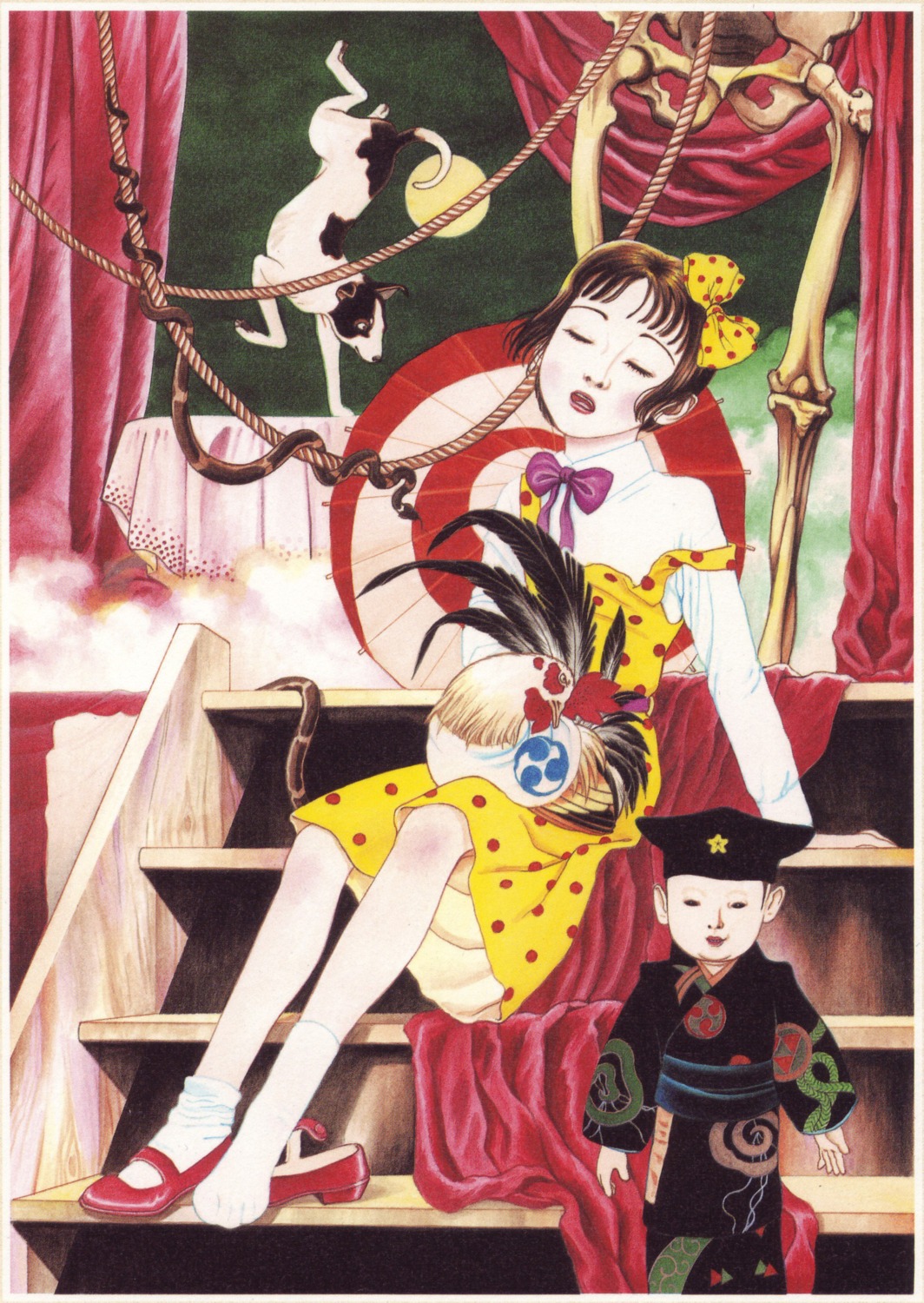 dress, maruo_suehiro, nihonga, shoujo_tsubaki, tsubaki_midori, umbrella