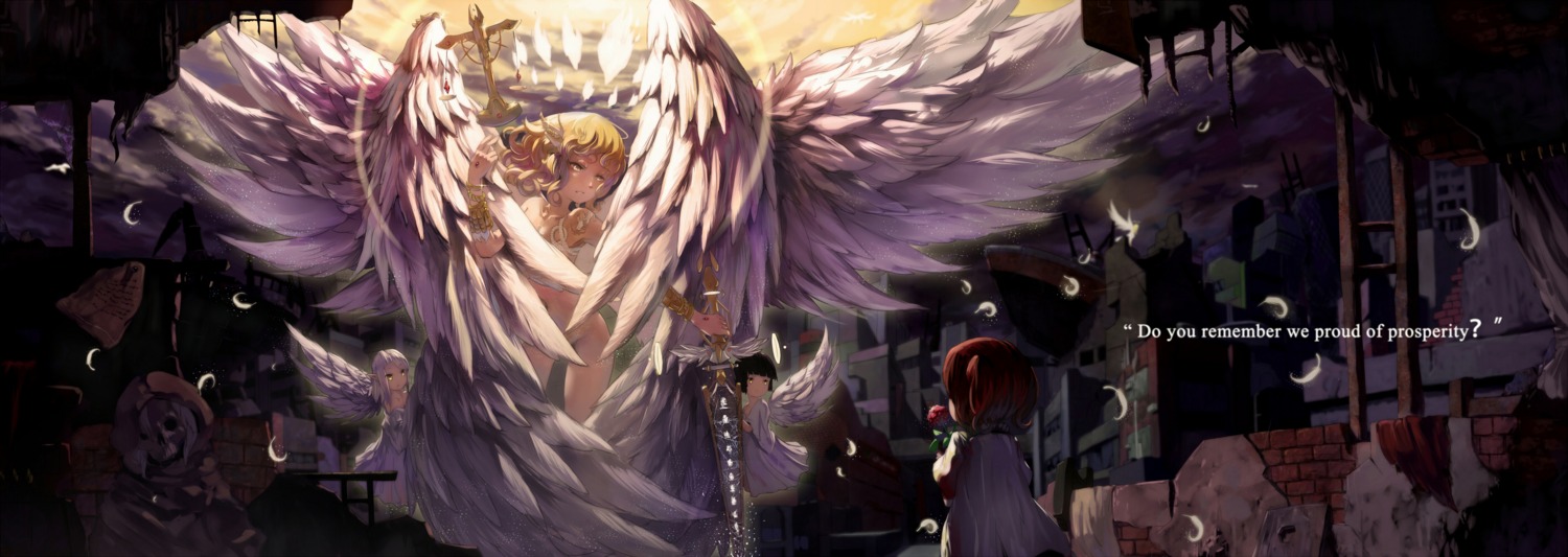 bottomless, cleavage, dress, sword, undeedking, wings