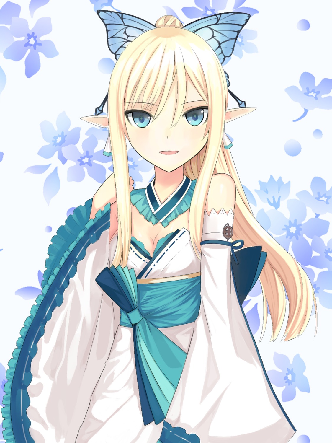 asian_clothes, cleavage, itadaki, kirika_towa_alma, pointy_ears, shining_resonance