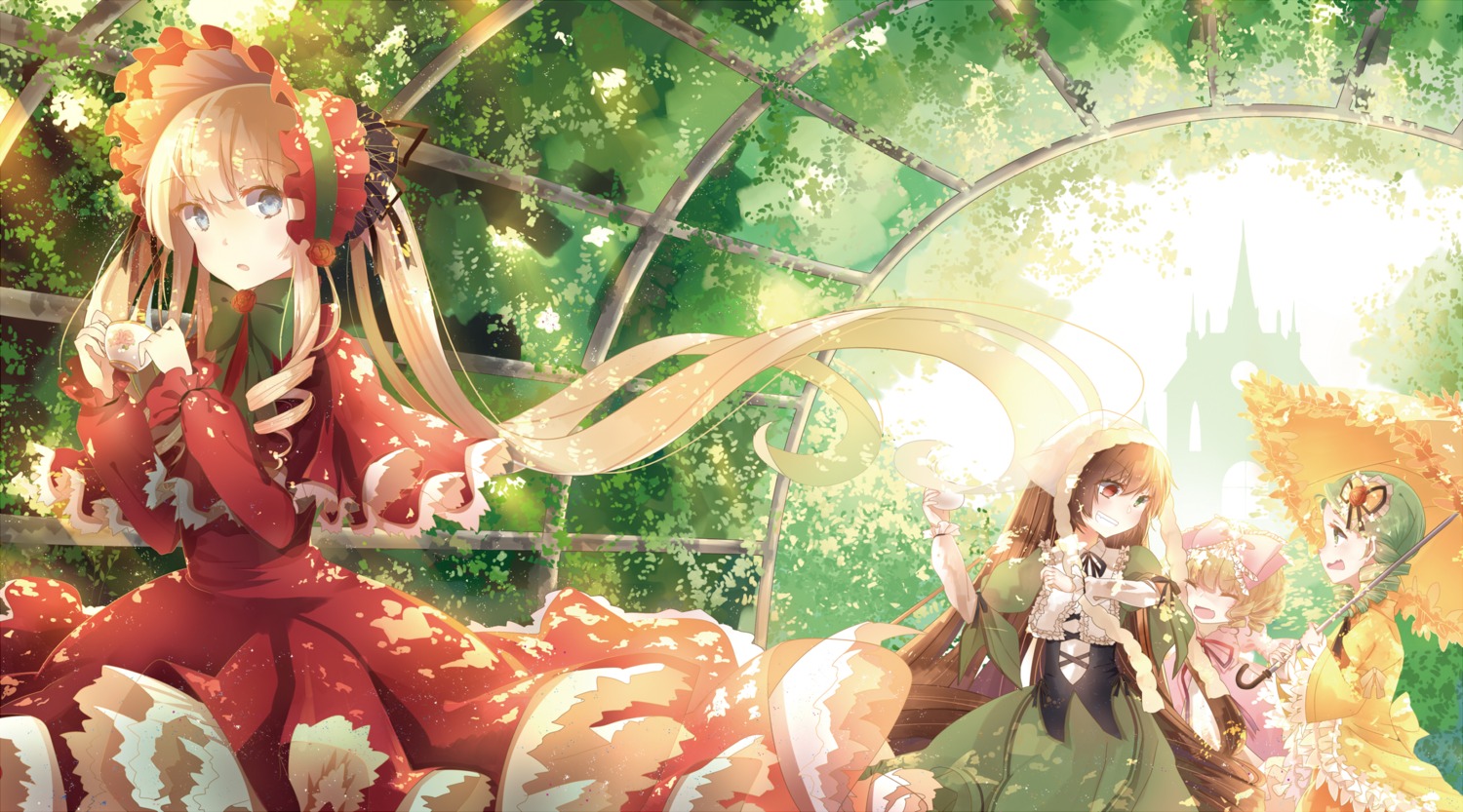 3000kojun, dress, heterochromia, hinaichigo, kanaria, landscape, rozen_maiden, shinku