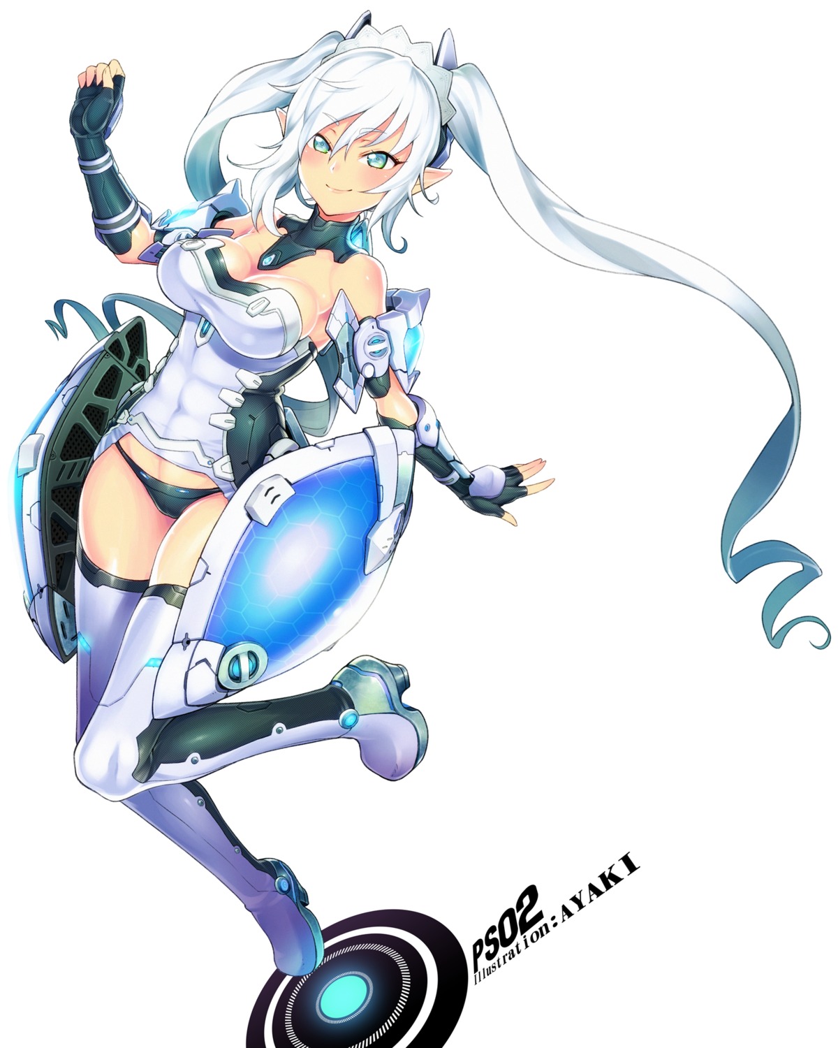 ayaki, cleavage, heels, phantasy_star_online_2, pointy_ears, thighhighs
