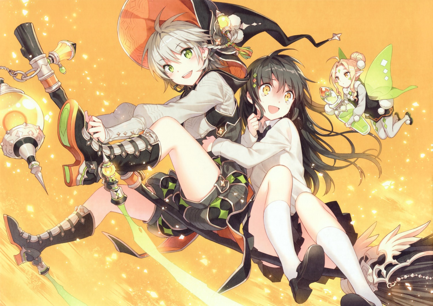 bloomers, butterfly_dream, fairy, heels, nardack, pantyhose, pointy_ears, seifuku