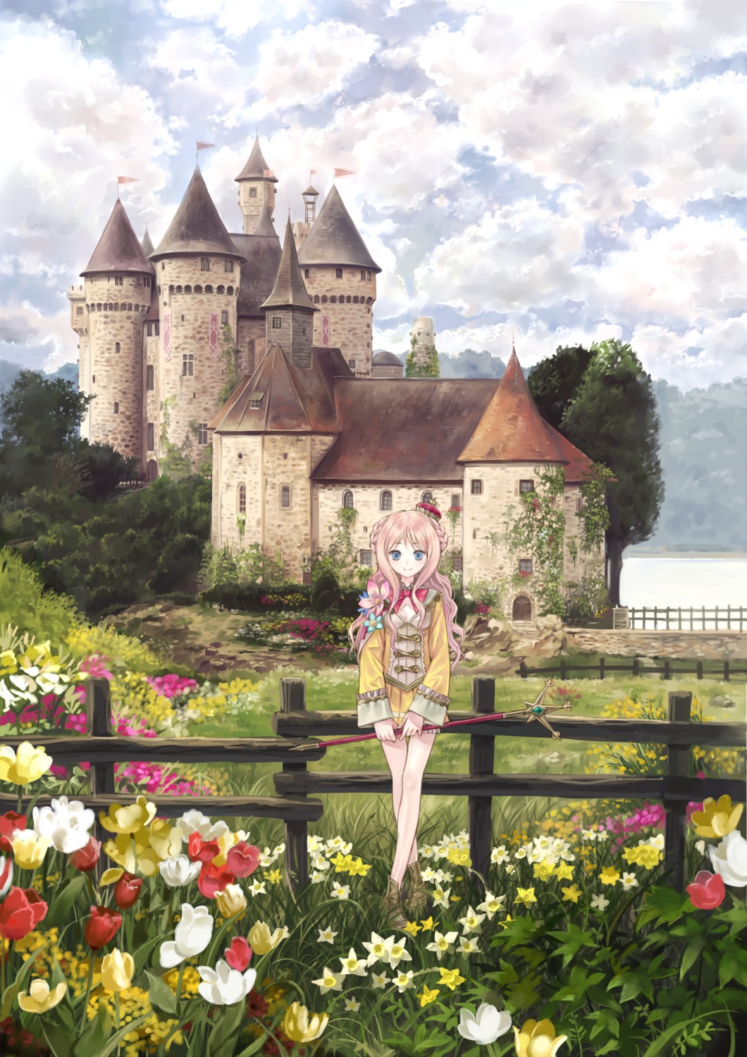 atelier, atelier_meruru, cleavage, dress, kishida_mel, landscape, merurulince_rede_arls, weapon
