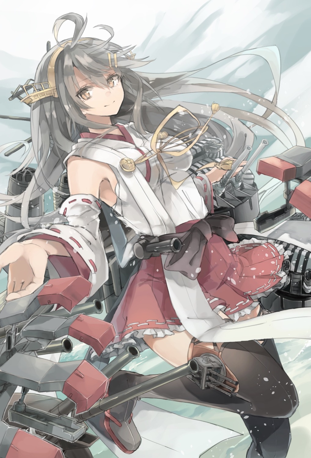 chibirisu, haruna_(kancolle), kantai_collection, sarashi, thighhighs