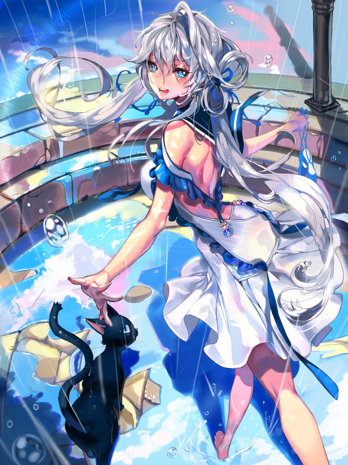 dress, feet, furyou_michi_~gang_road~, imp, neko, no_bra, wet
