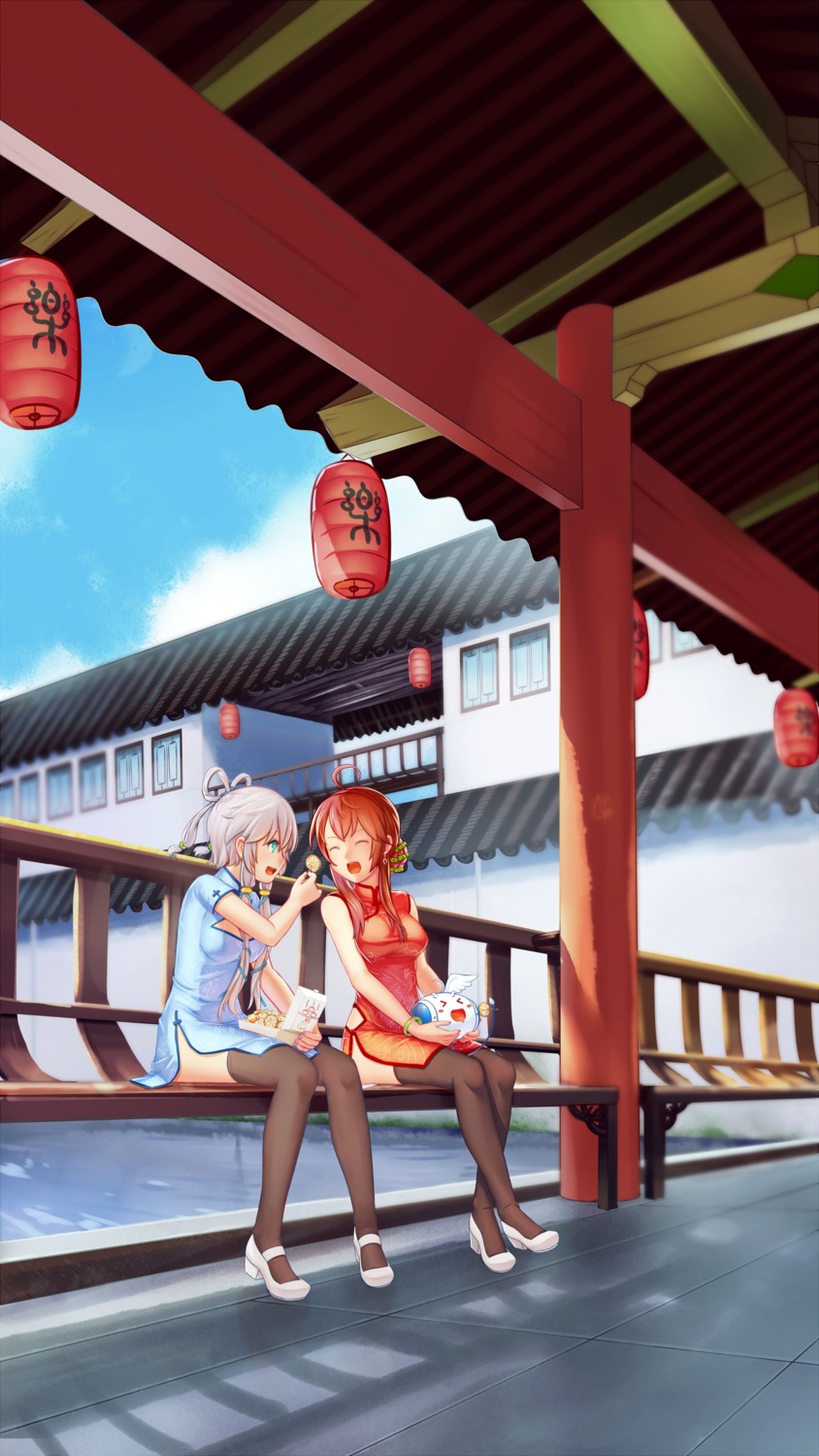chinadress, cleavage, dongqing_zaozigao, heels, luo_tianyi, nopan, thighhighs, vocaloid, yuezheng_ling