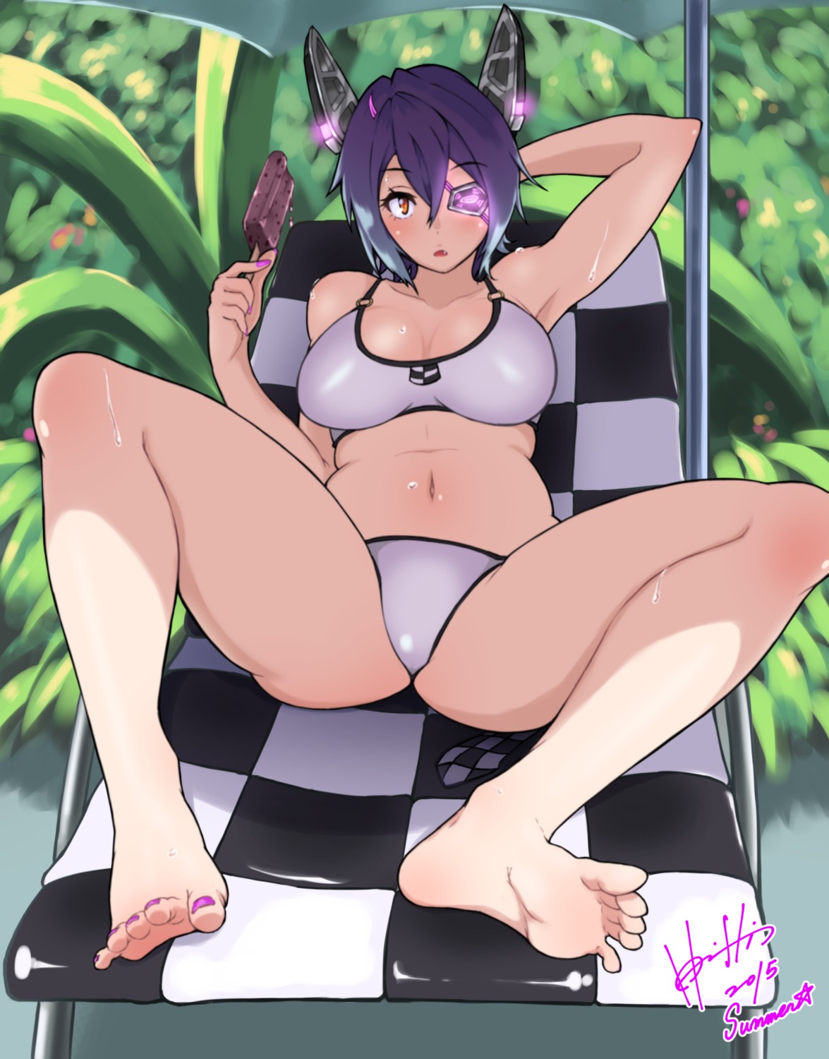 bikini, cleavage, eyepatch, feet, hori_shin, kantai_collection, swimsuits, tenryuu_(kancolle)