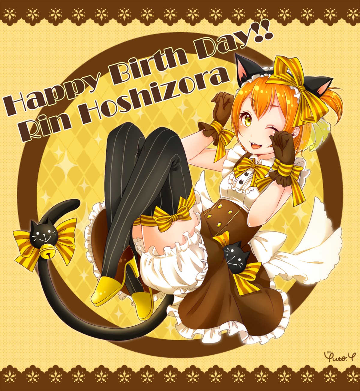 animal_ears, bloomers, dress, heels, hoshizora_rin, love_live!, love_live!_(series), mutsuki_uto