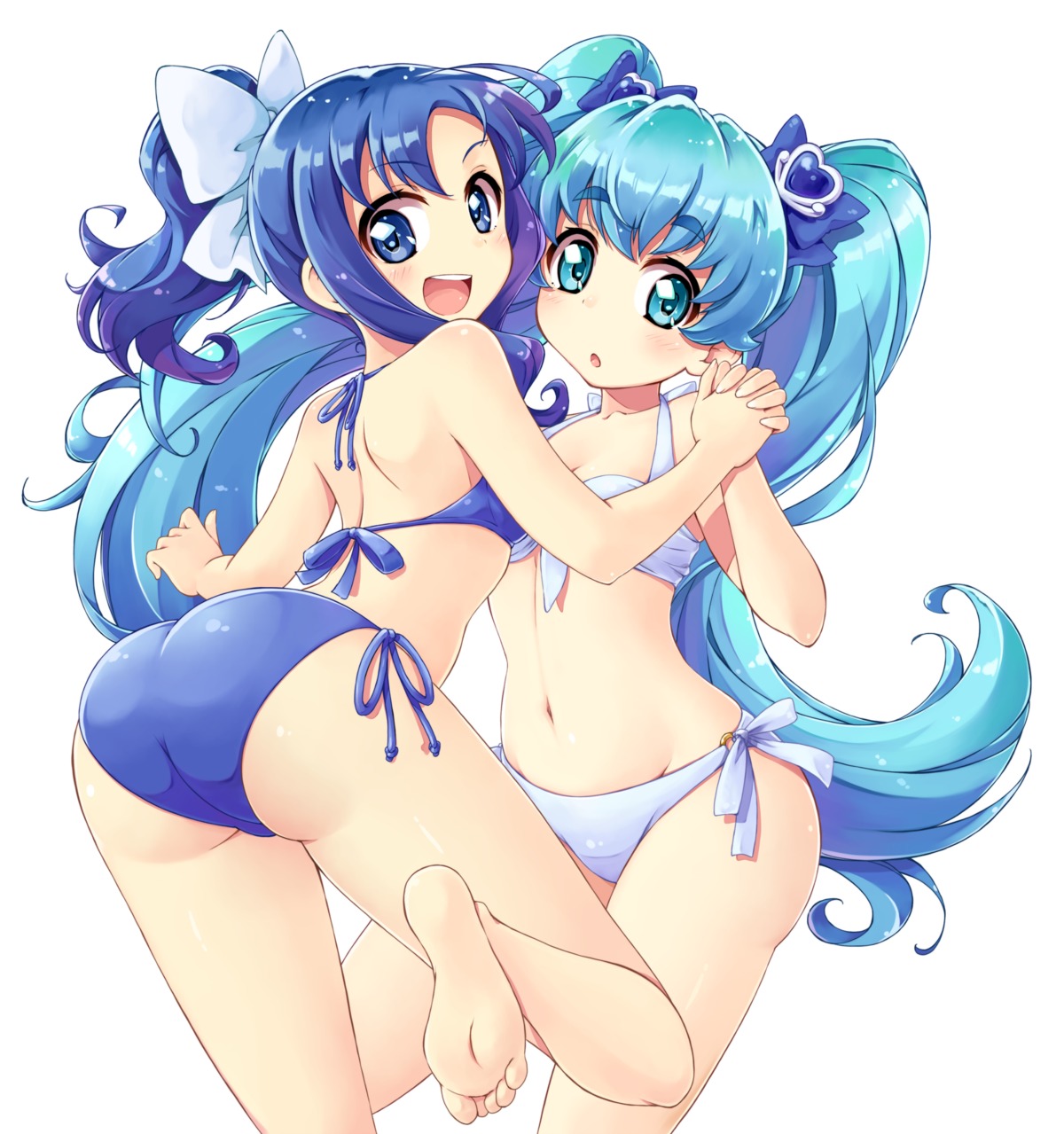 ass, bikini, cleavage, feet, happinesscharge_precure!, heartcatch_precure!, kurumi_erika, precure, satogo, shirayuki_hime_(precure), swimsuits
