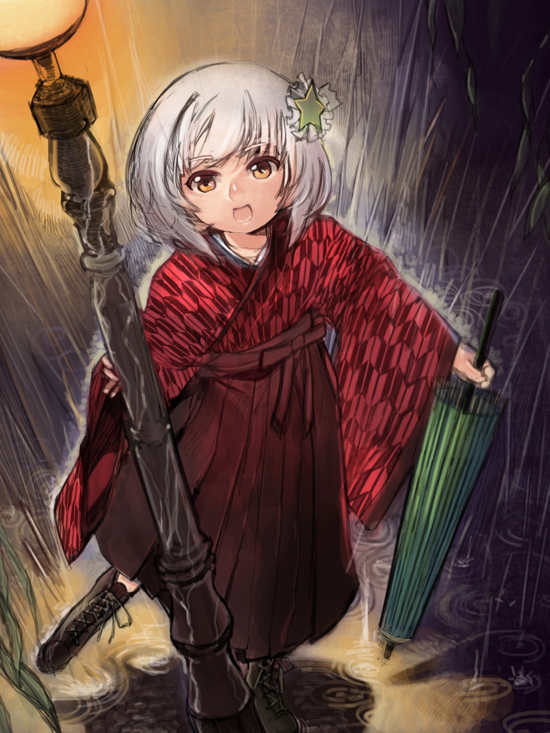 aika_warasu, japanese_clothes, lyrica_prismriver, touhou, umbrella