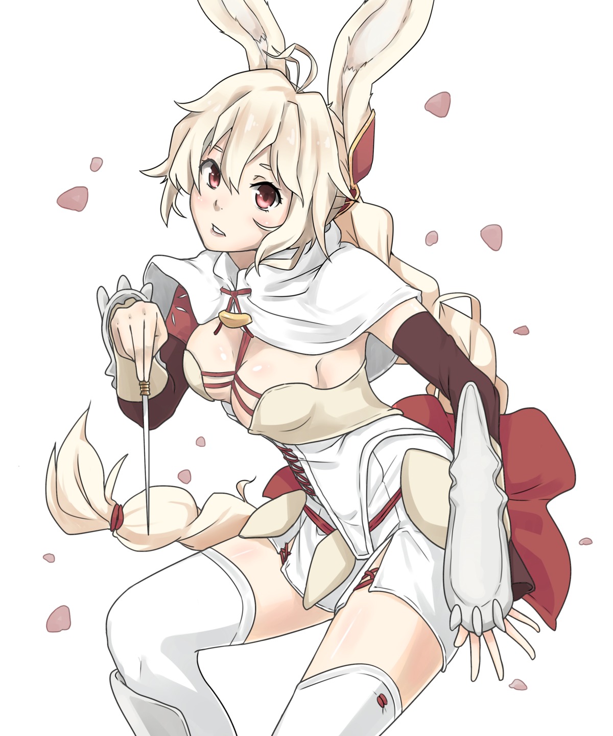 animal_ears, bunny_ears, cleavage, nashetania_loei_piena_augustra, no_bra, rokka_no_yuusha, suppakarn_prakobkij_(soompook2122), thighhighs