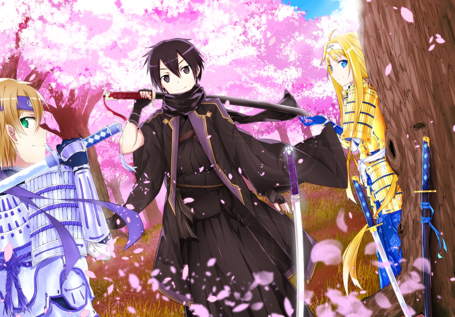 alice_zuberg, armor, eugeo, kirito, mizuna_suki, sword, sword_art_online