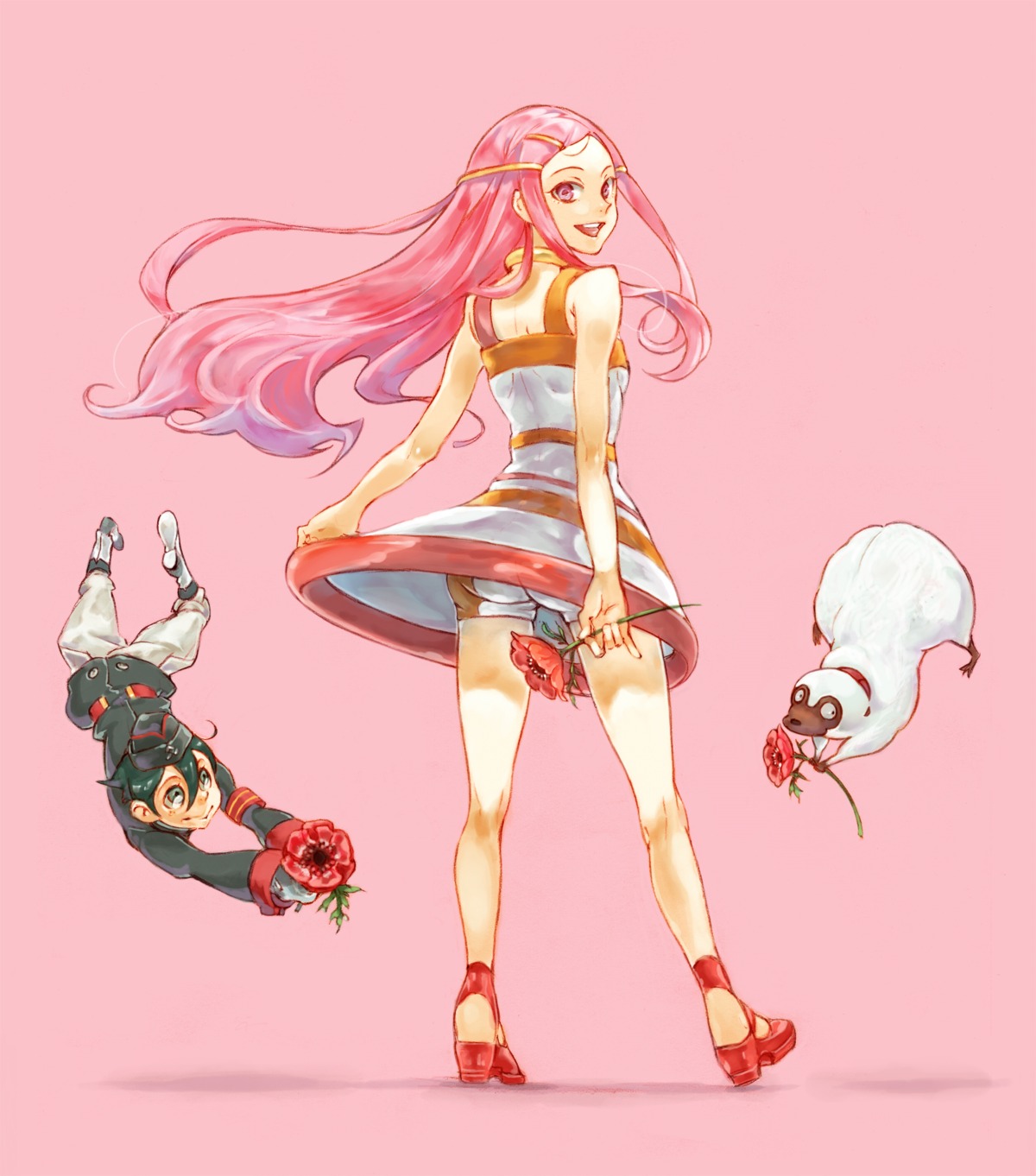 anemone, ass, bike_shorts, chris_(dandelion), dominic_sorel, dress, eureka_seven, gulliver