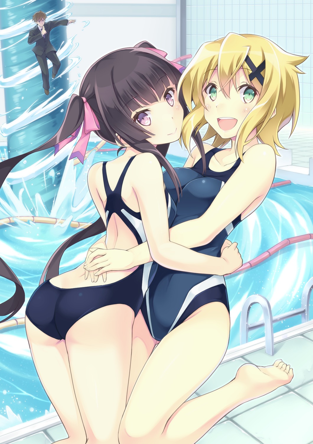 akatsuki_kirika, ass, feet, furumiya_haiji, ogawa_shinji, senki_zesshou_symphogear, swimsuits, tsukuyomi_shirabe