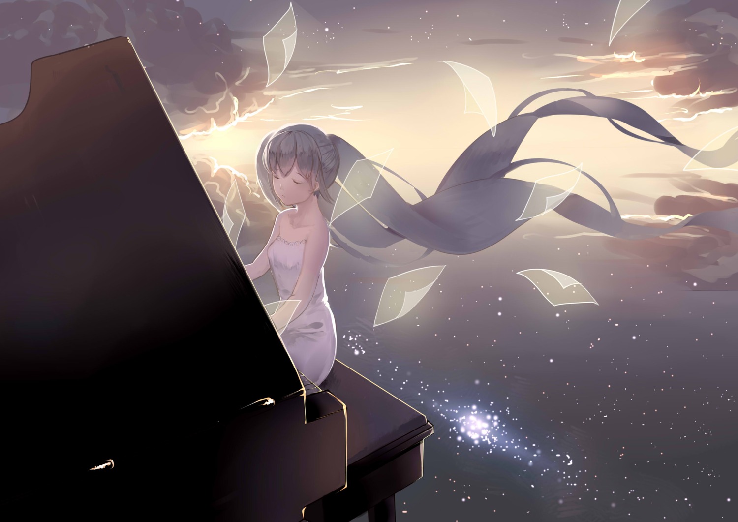 dress, hatsune_miku, jpeg_artifacts, vocaloid, weitu