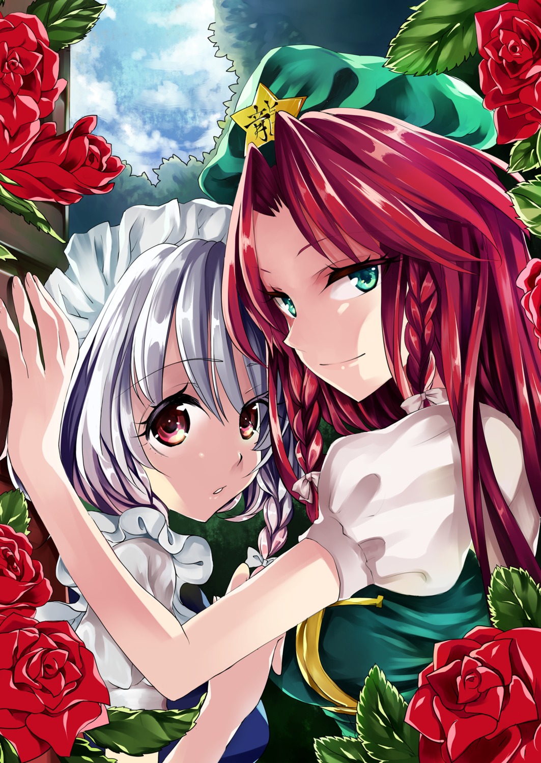 hong_meiling, izayoi_sakuya, katayama_kei, maid, touhou