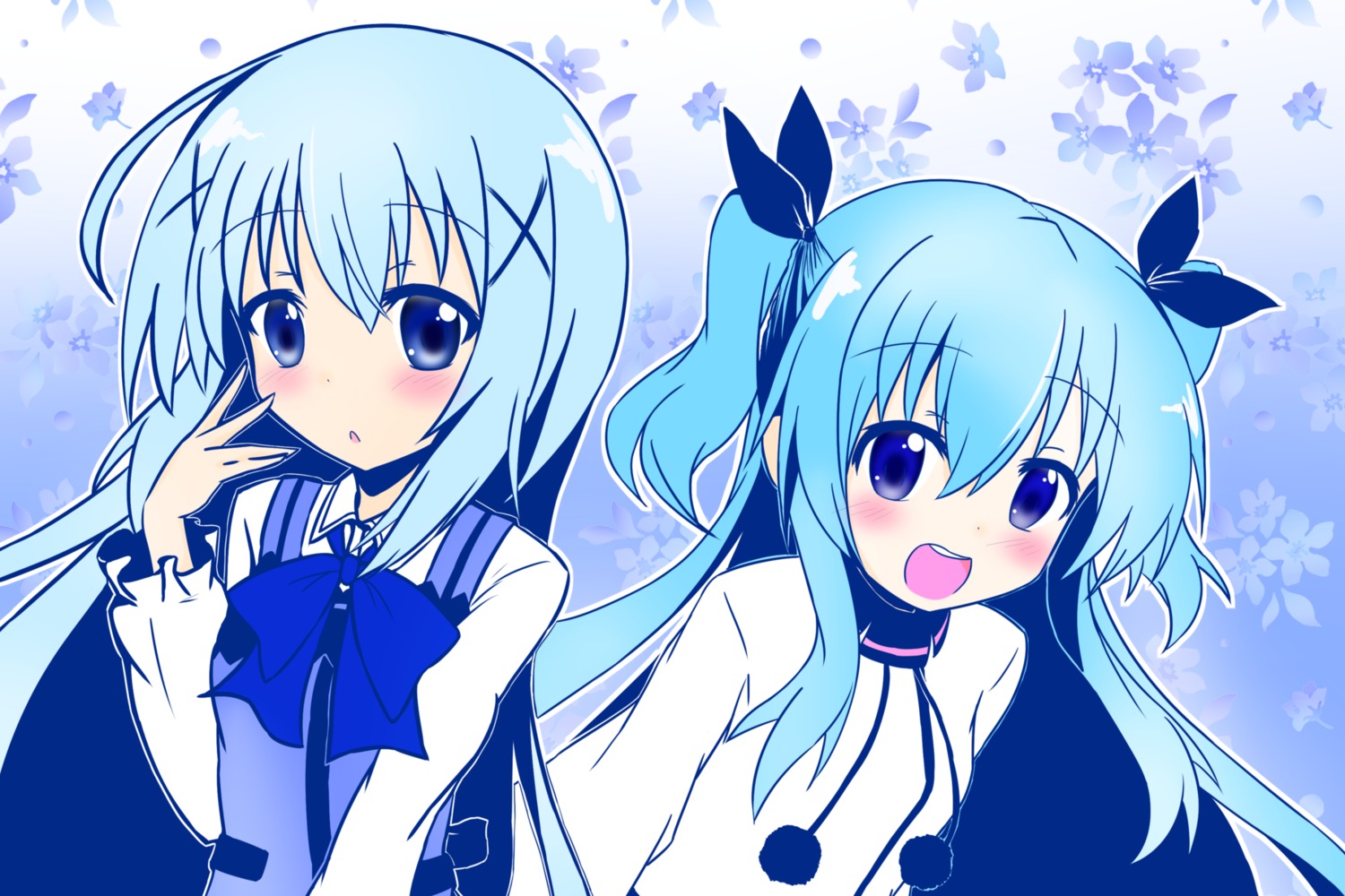 crossover, dress, gochuumon_wa_usagi_desu_ka?, kafuu_chino, noel_(sora_no_method), sora_no_method, thighhighs