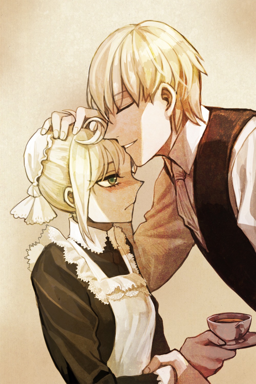 artoria_pendragon_(fate), fate/stay_night, gilgamesh_(fate), log, maid
