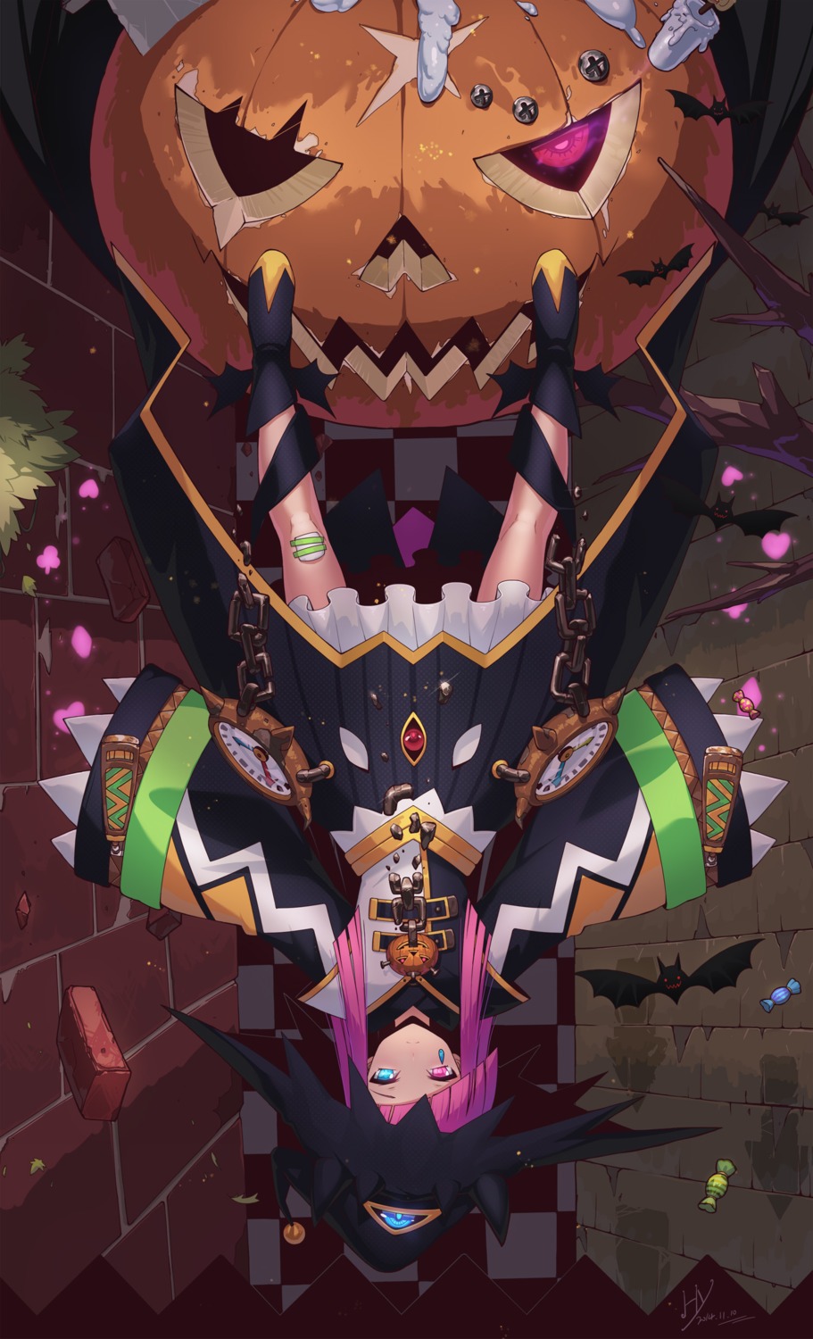 dress, halloween, heterochromia, huang_xie, witch
