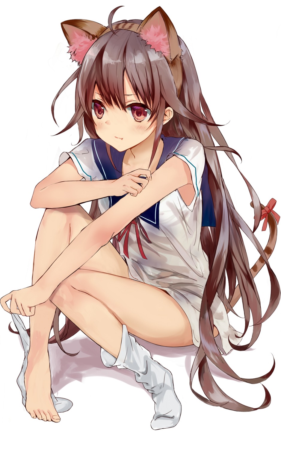 animal_ears, feet, nagata_ozu, nekomimi, seifuku, tail