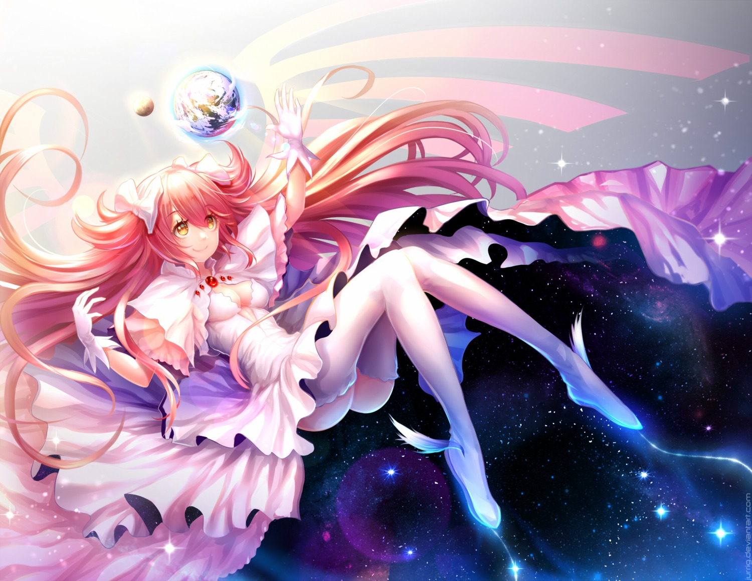 cleavage, dress, kaname_madoka, mahou_shoujo_madoka_magica, no_bra, nopan, thighhighs, ultimate_madoka