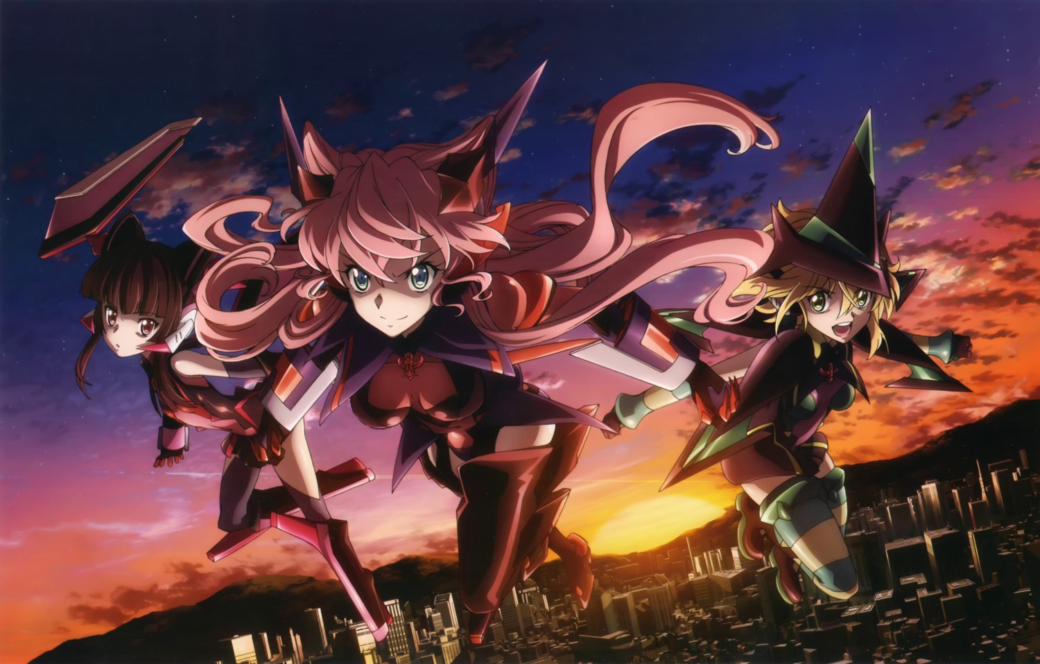 akatsuki_kirika, armor, heels, imanishi_tooru, maria_cadenzavuna_eve, scanning_dust, senki_zesshou_symphogear, senki_zesshou_symphogear_g