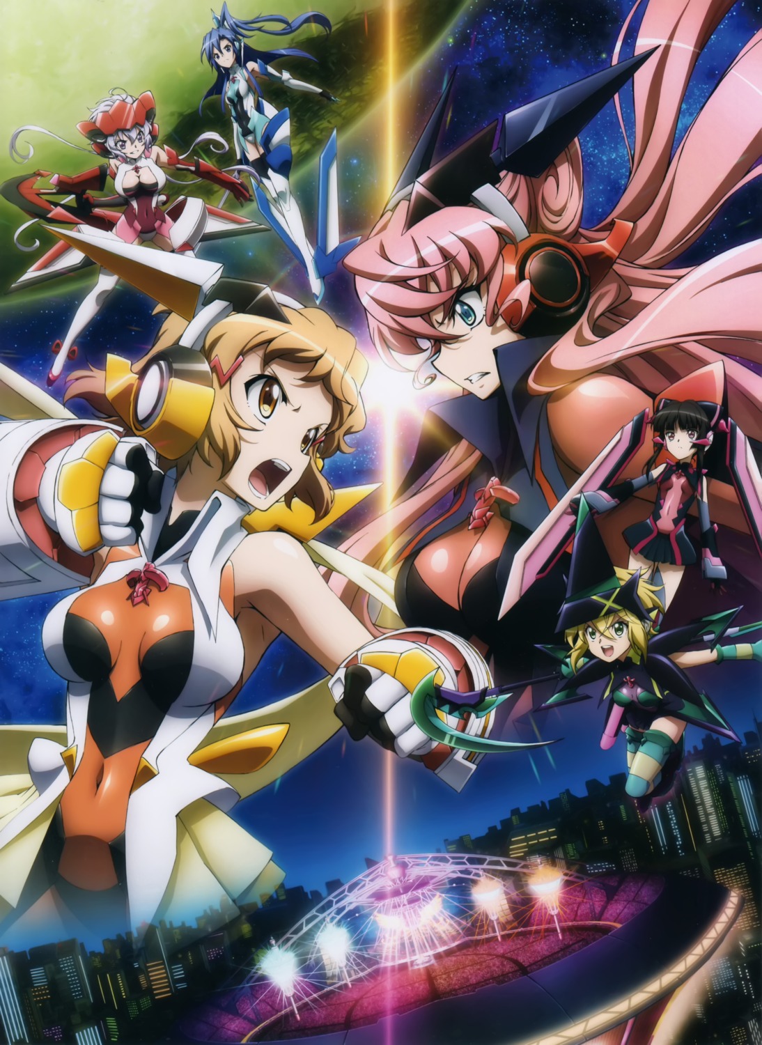akatsuki_kirika, armor, fujimoto_satoru, headphones, kazanari_tsubasa, maria_cadenzavuna_eve, senki_zesshou_symphogear, tachibana_hibiki
