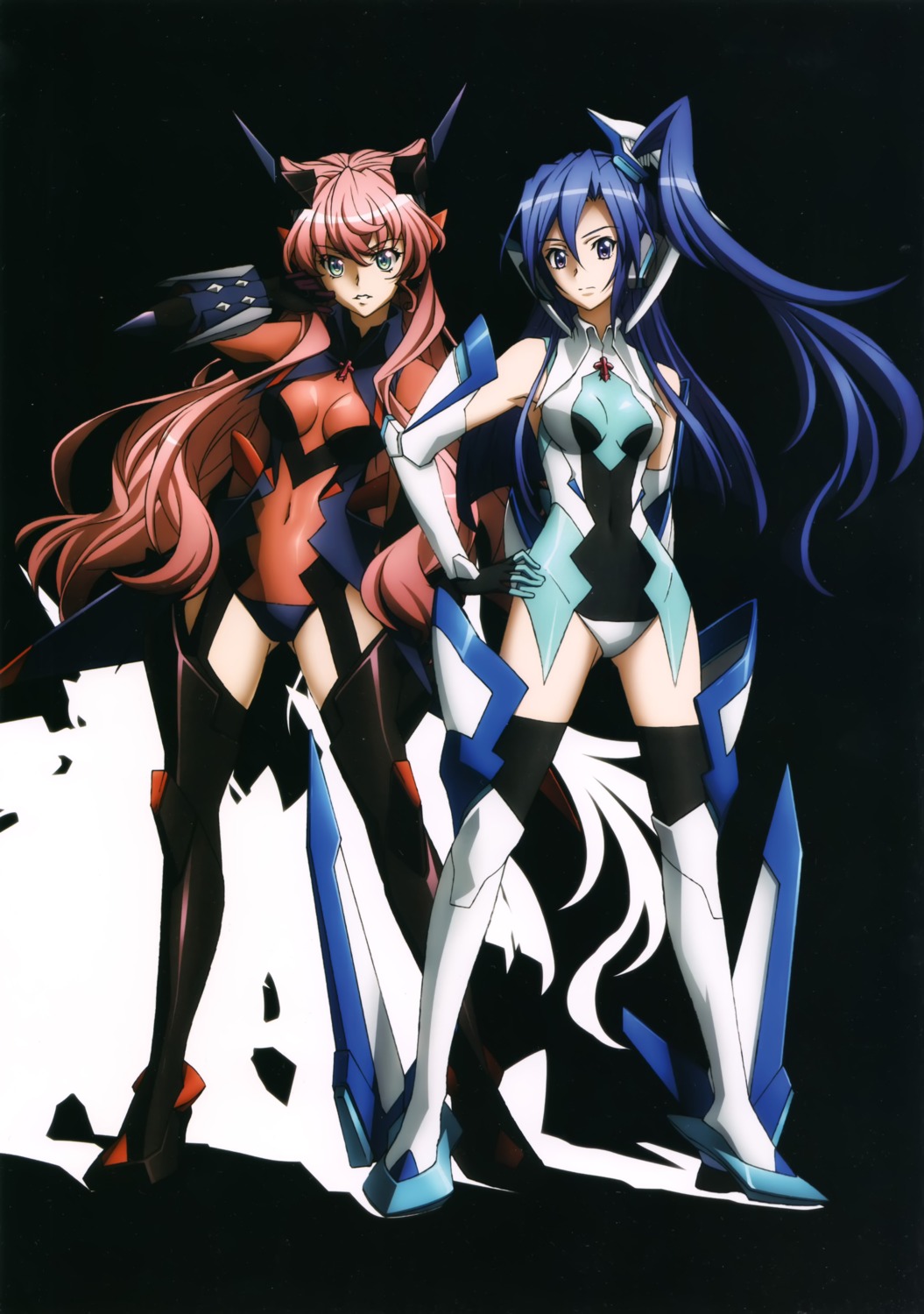 bodysuit, headphones, kazanari_tsubasa, maria_cadenzavuna_eve, sai_fumihide, senki_zesshou_symphogear, senki_zesshou_symphogear_g, stockings, thighhighs