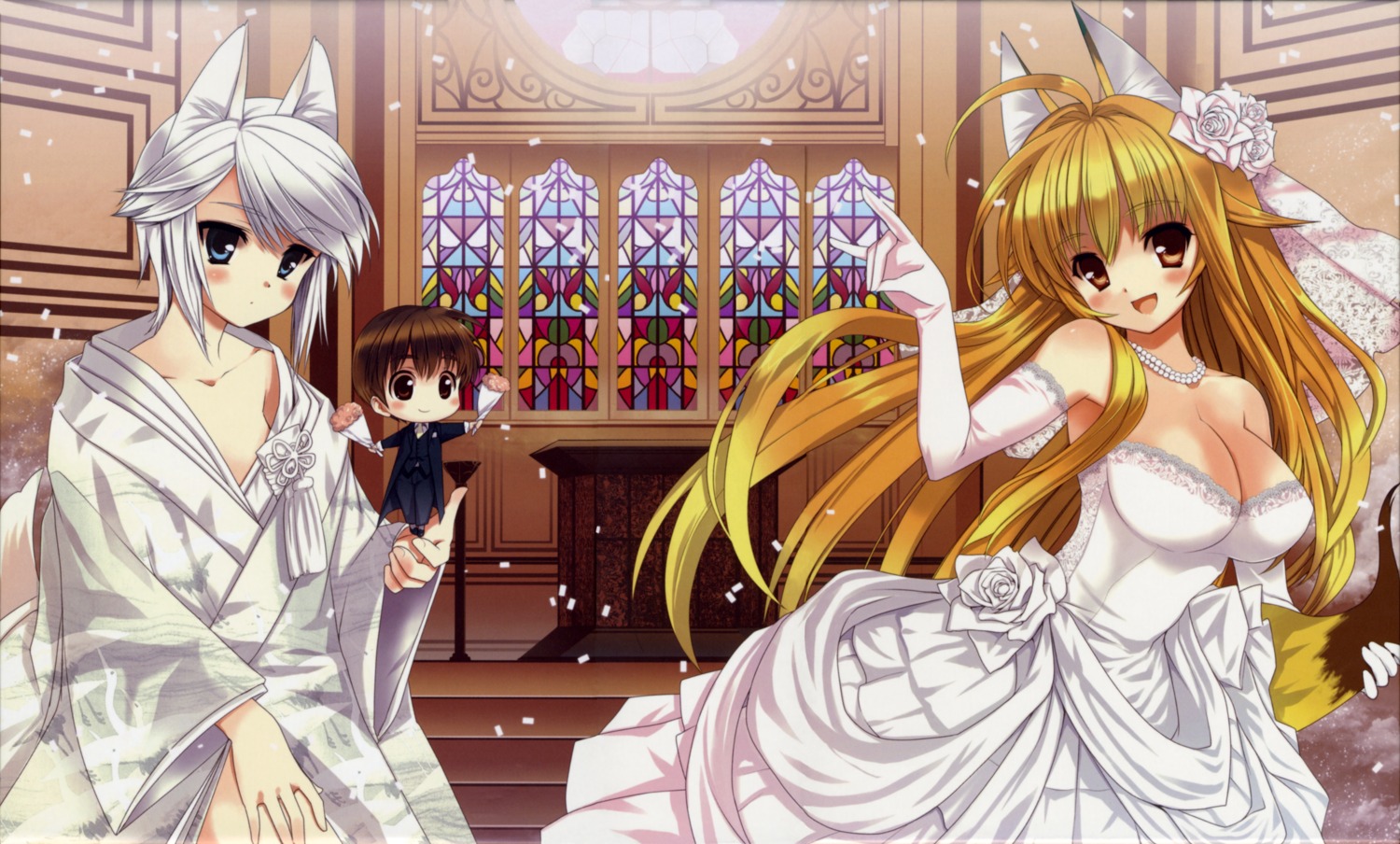 animal_ears, dress, ezomori_nozomu, kanokon, kitsune, koin, minamoto_chizuru, oyamada_kouta