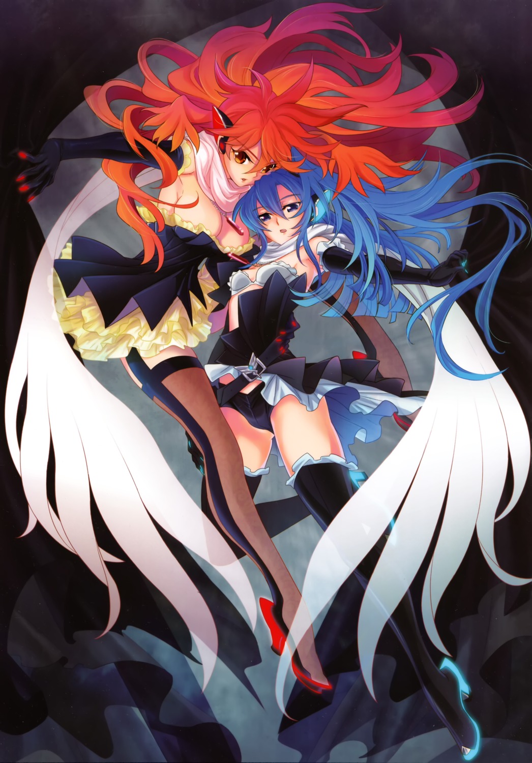 amou_kanade, bra, cleavage, dress, heels, kazanari_tsubasa, pantsu, senki_zesshou_symphogear